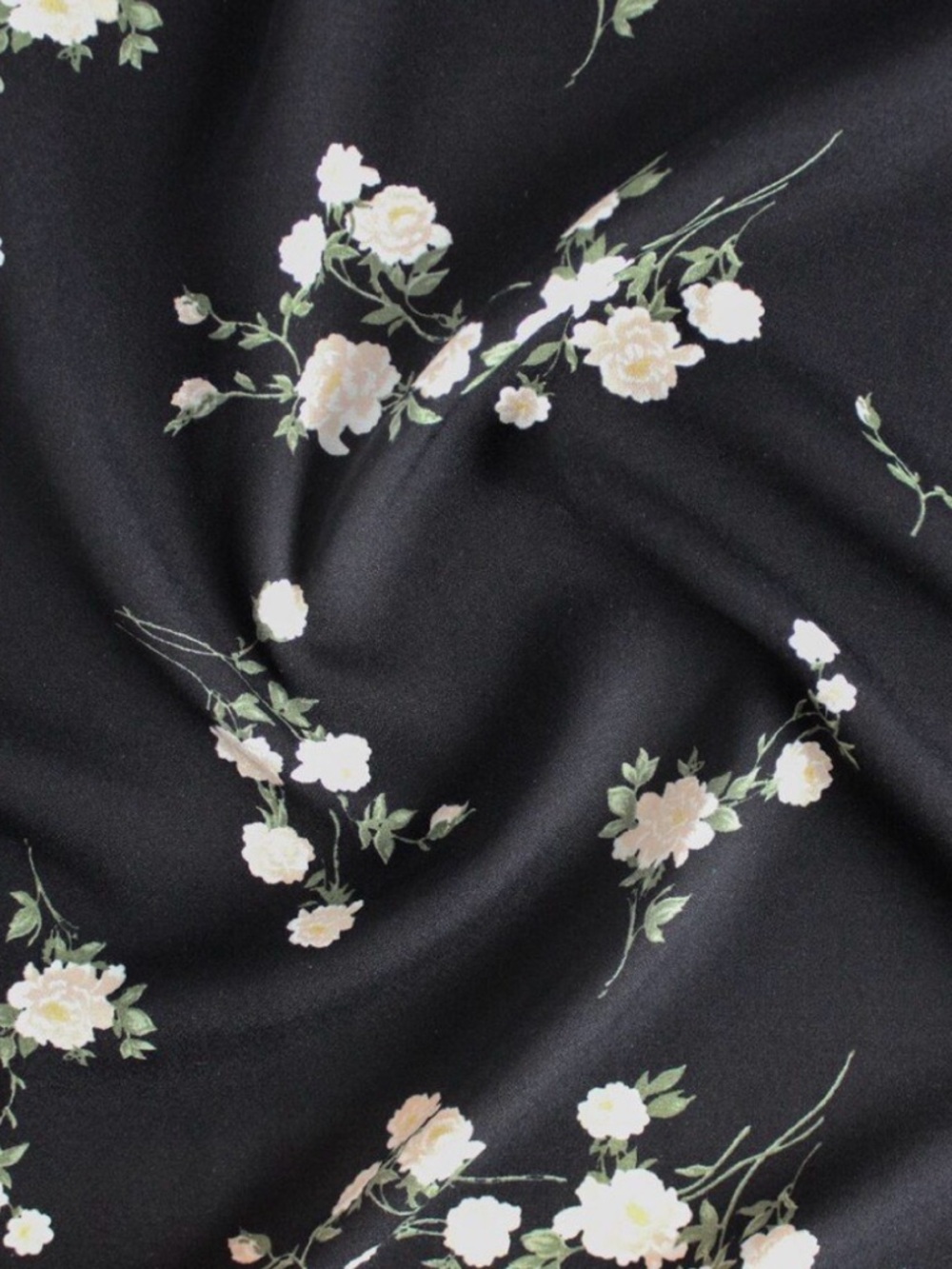 Reformation Designer Deadstock Viscose Crepe - Black Floral - 2m